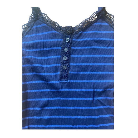 American Eagle Outfitters Navy & Blue Tank Top w Lace Detail & Adjustable Straps - Picture 3 of 5